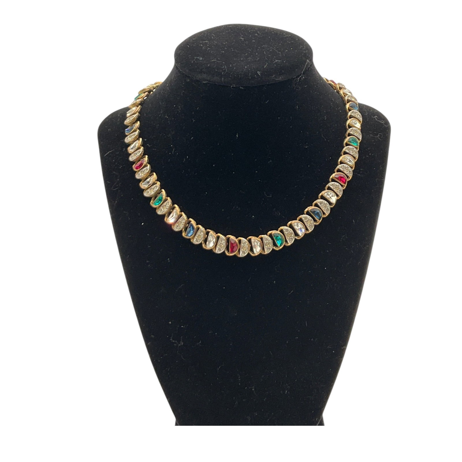 Vintage Rainbow Rhinestone Link Necklace (1 of 2)