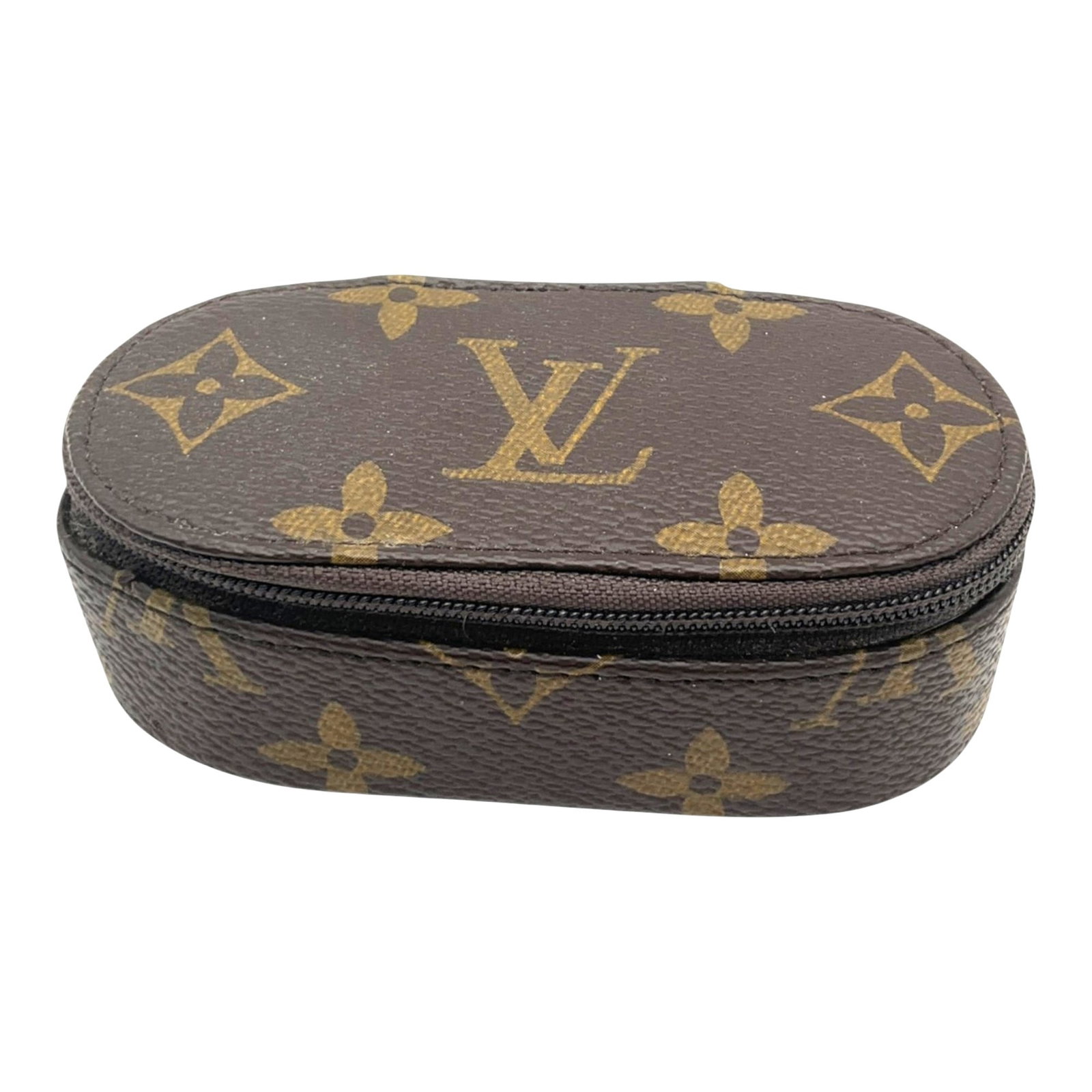 Louis Vuitton Miniature Lipstick Make-up Bag: Louis Vuitton mini Make-up / lipstick and mirror Bag. Approx. 1.5 inches tall x 4.25 wide x 2.5 deep.