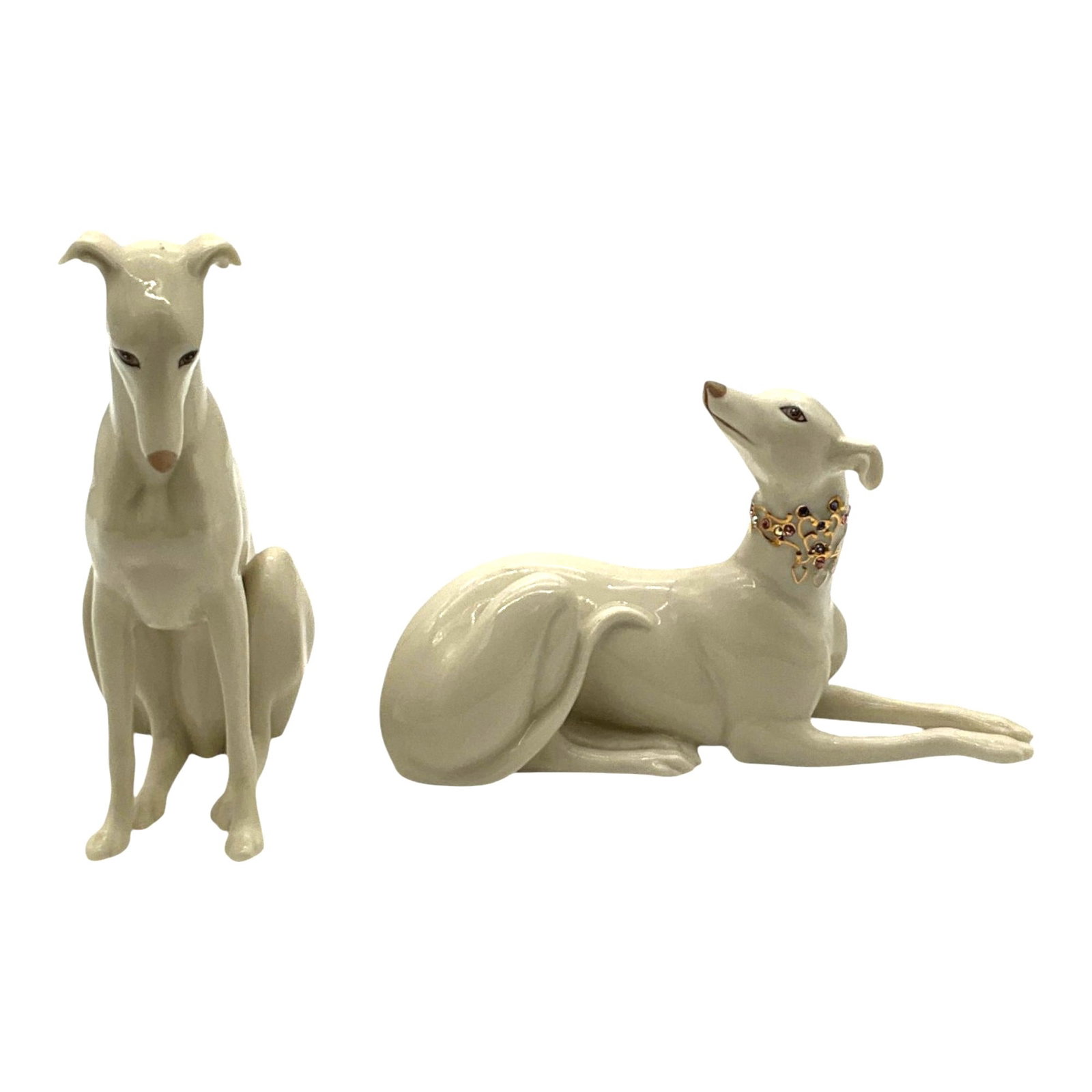 Pair Lenox Jeweled Devotion Porcelain Grey Hound Figurines (1 of 7)