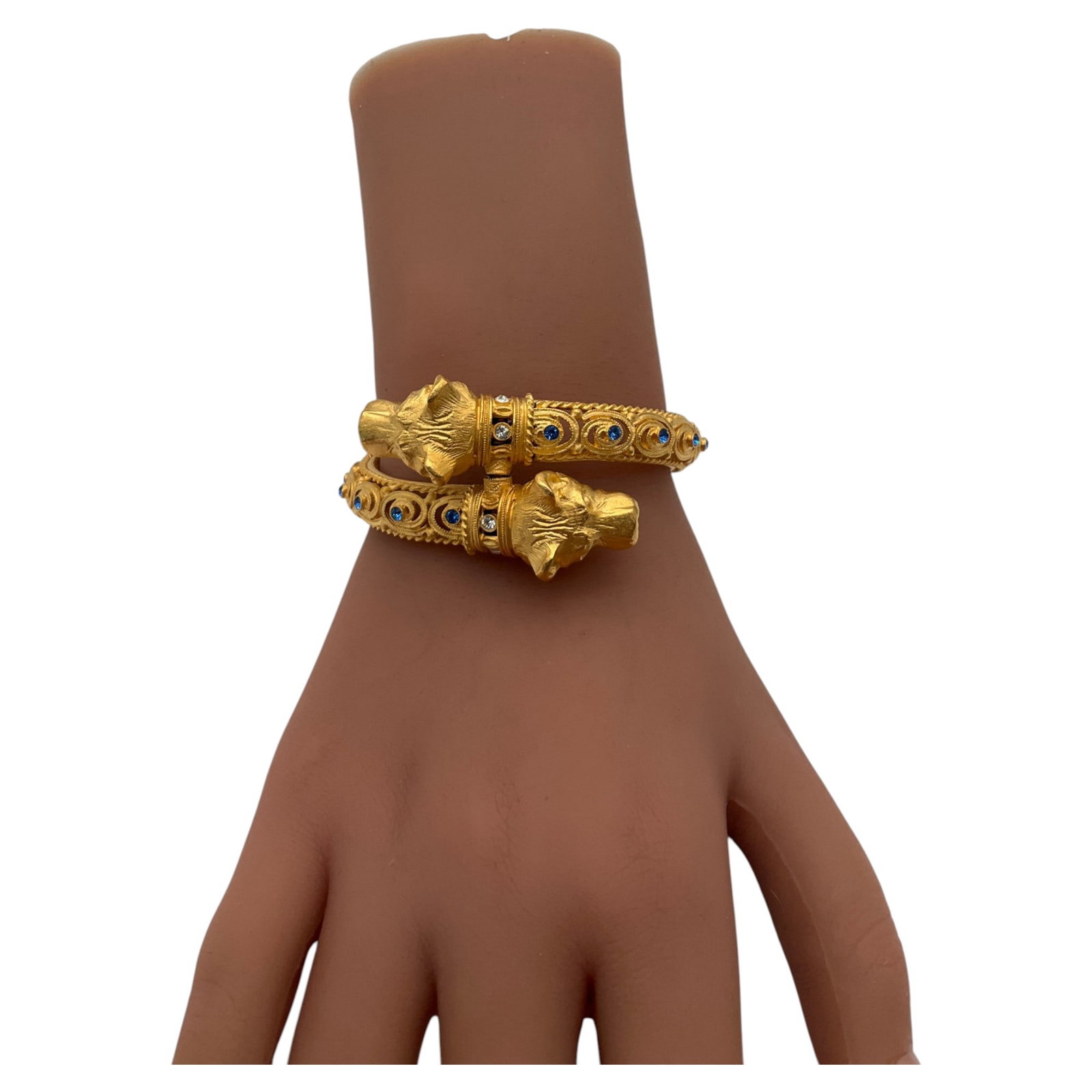 JBK Double Liones Head Hinged Cuff Bracelet (1 of 5)