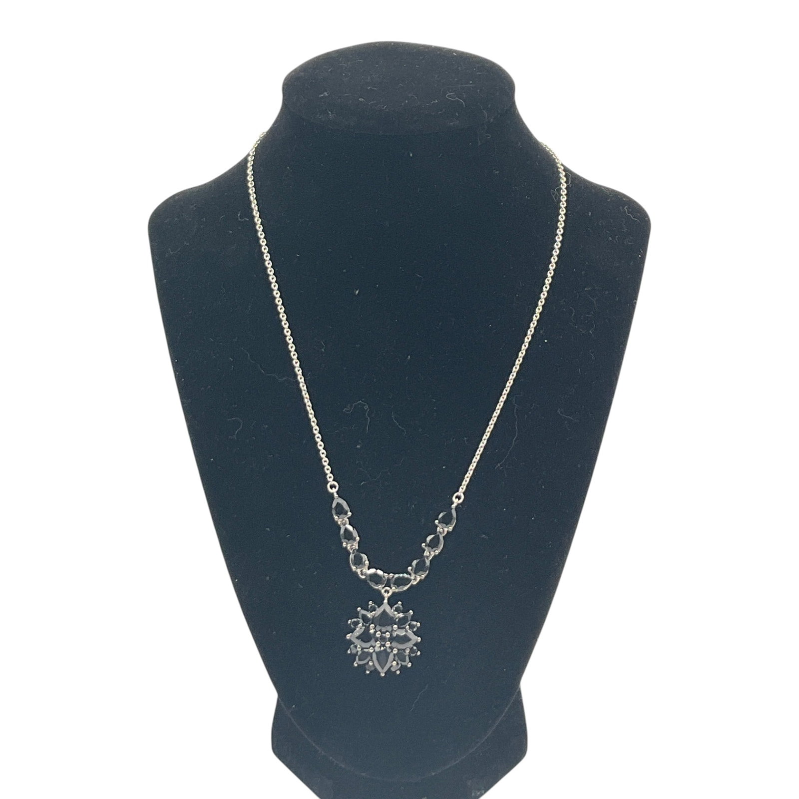 Marked 925 BBJ Sterling Silver and Onyx Necklace (1 of 5)