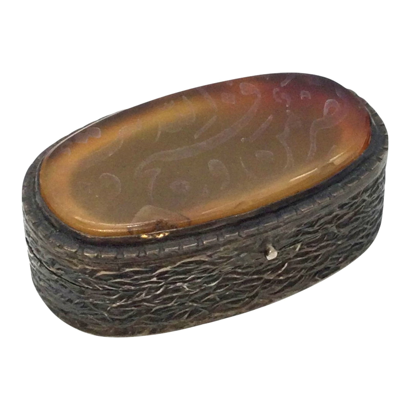 Vintage 925 Marked Carved Agate Trinket Box (1 of 4)