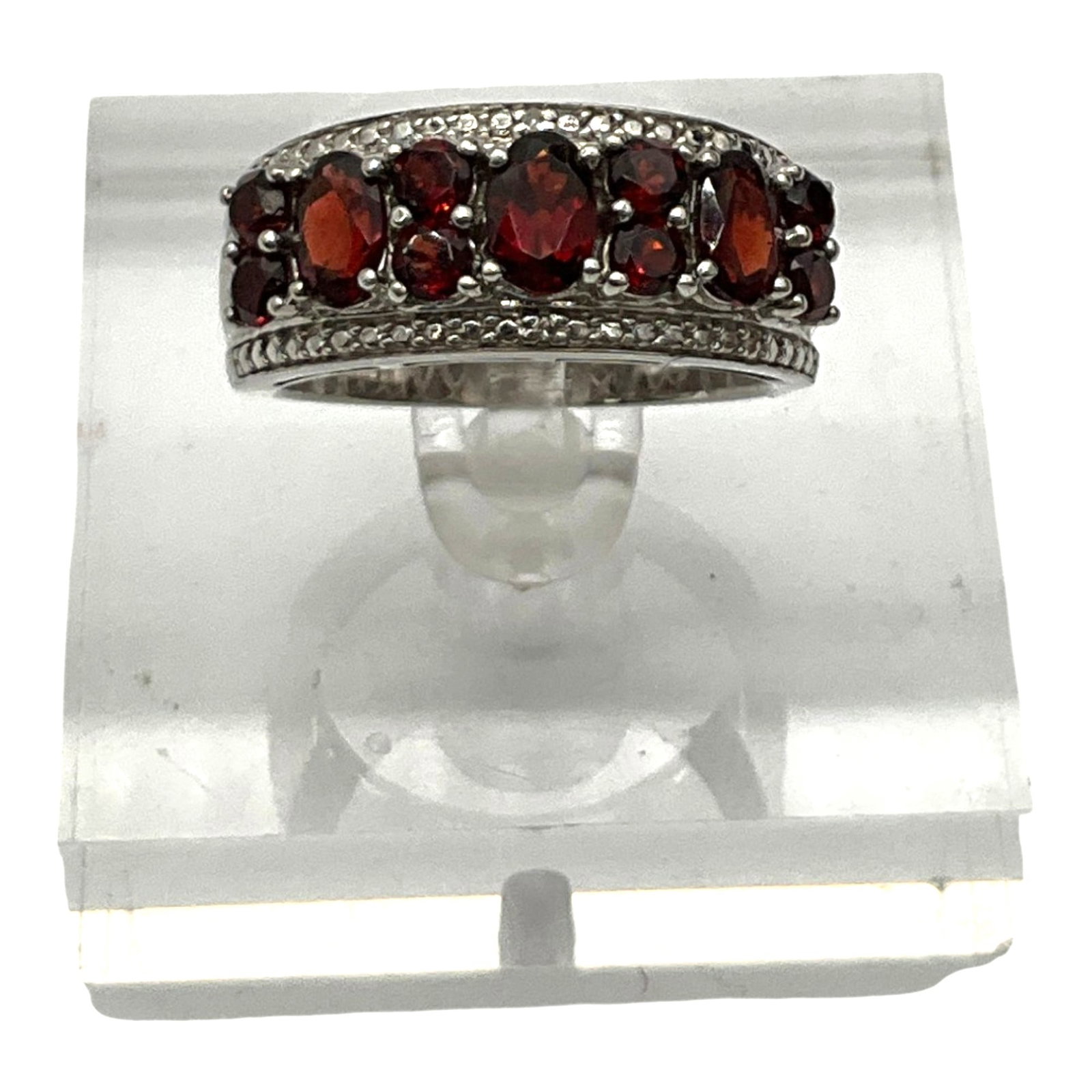 Marked TJ 925 Garnet Gemstone Cocktail Ring (1 of 5)