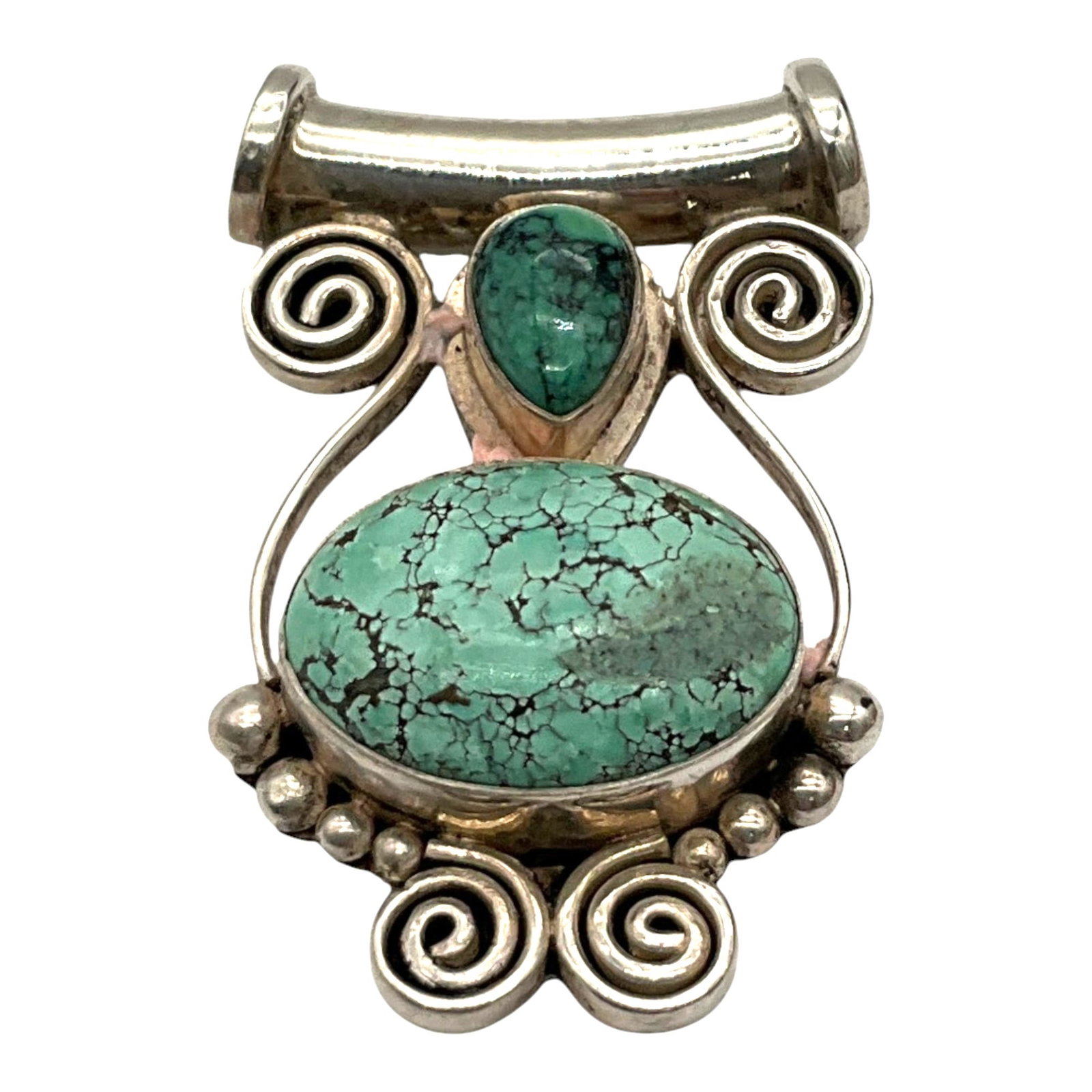 Vintage 925 Sterling Silver Turquoise Pendant (1 of 2)