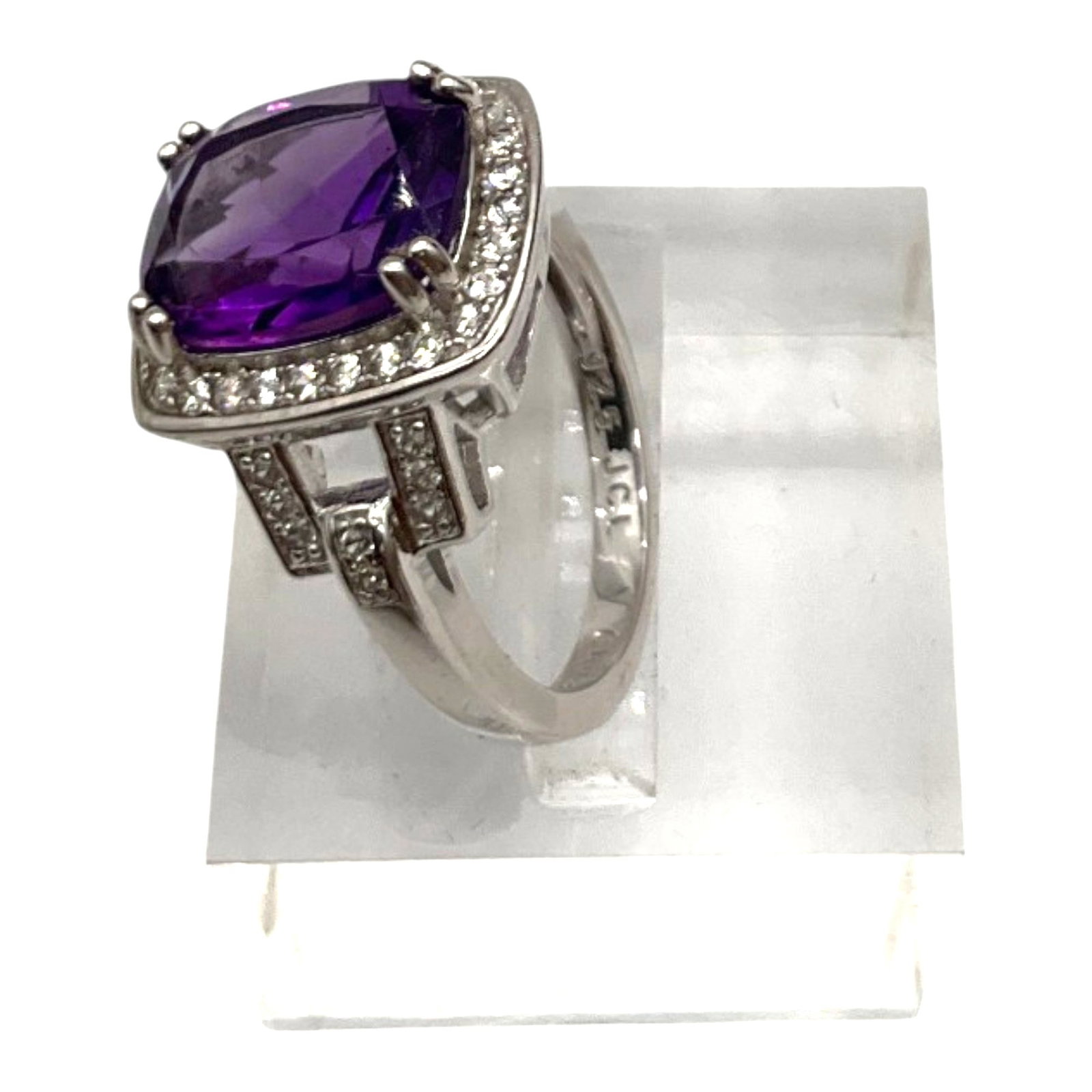 925 Amethyst Ring Signed JCL - 4