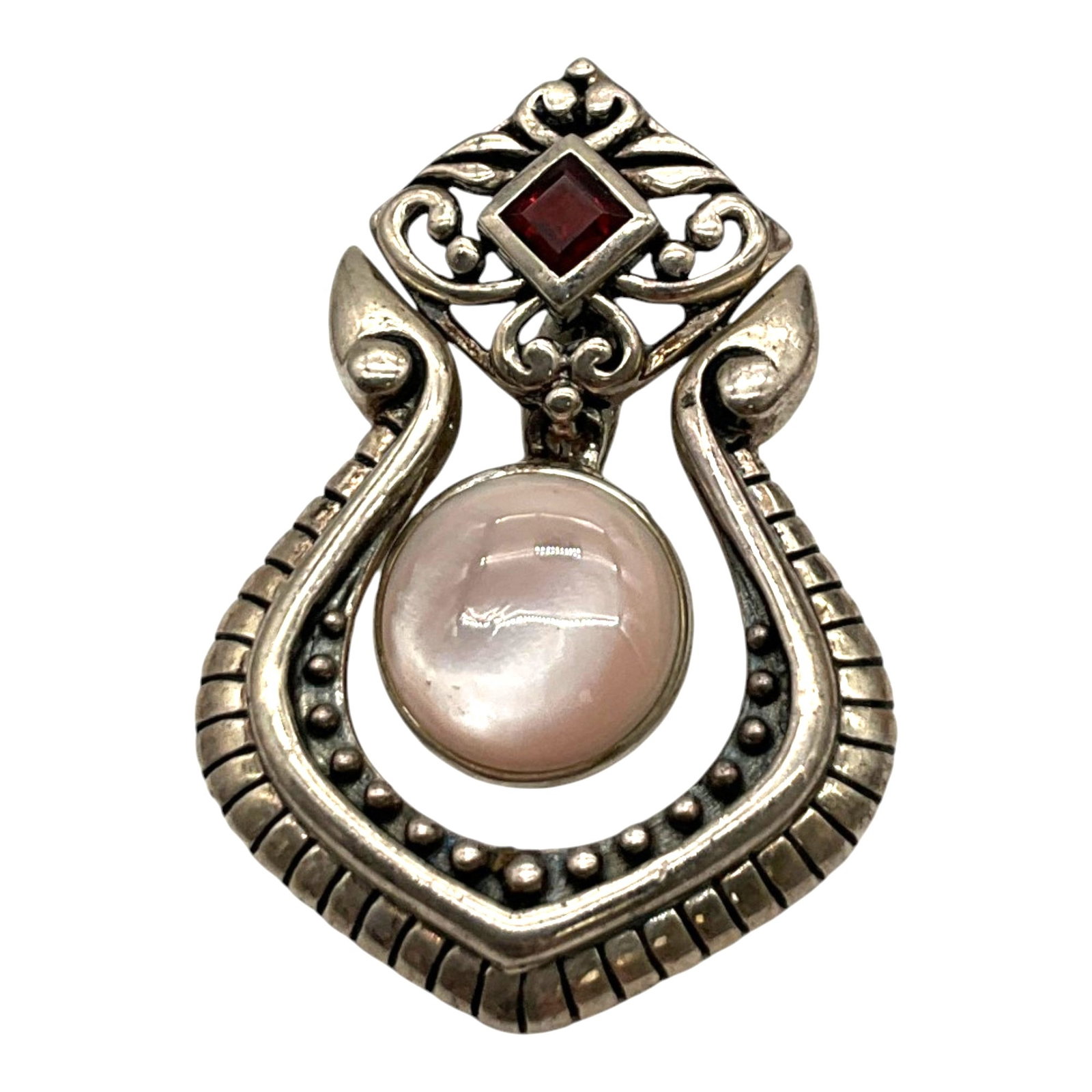 Marked Thailand SX 925 Silver Pendant: Marked Thailand SX 925 Silver clasp Pendant with swinging cabochon. Approx. 1.5 inches tall x 1 wide.