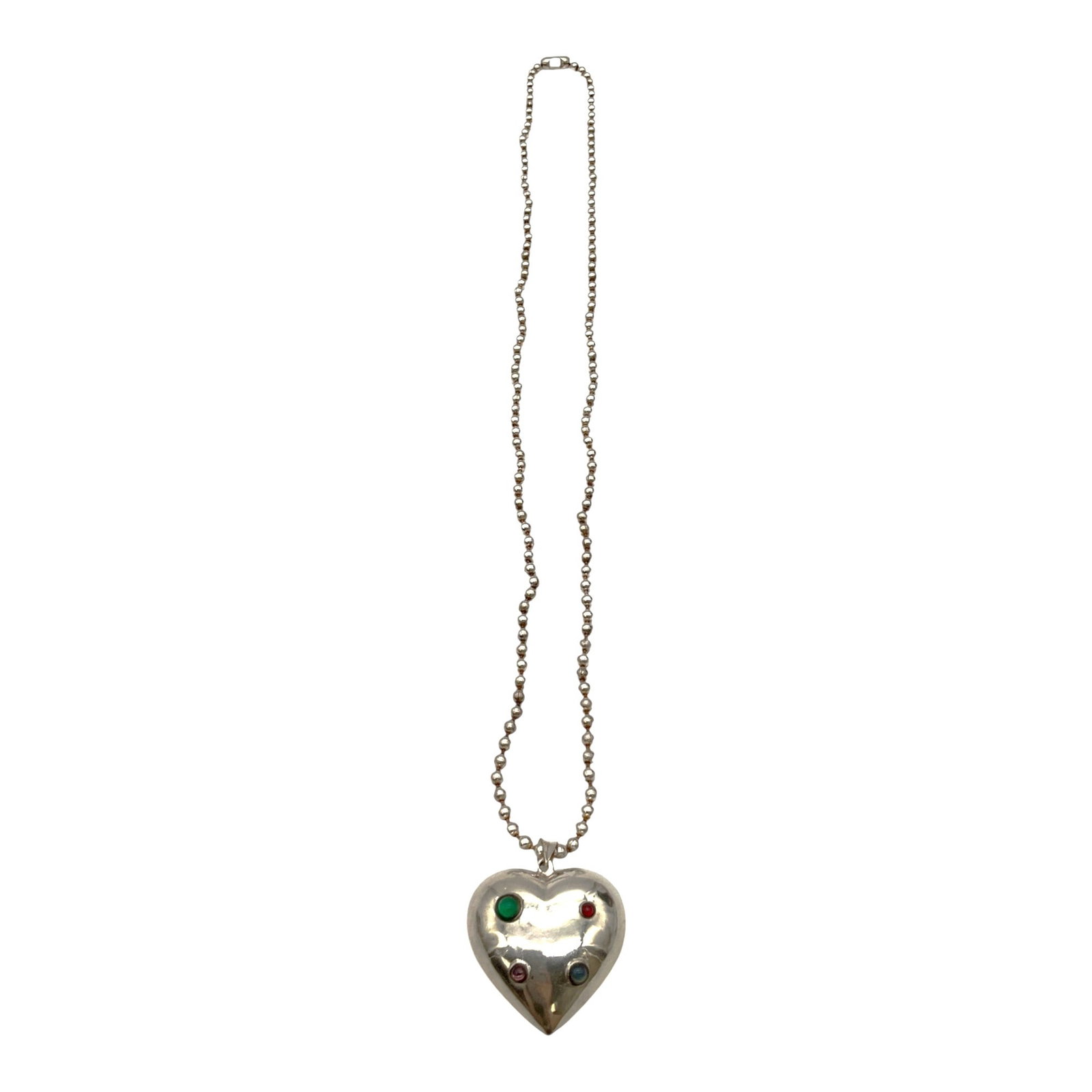 Marked 925 Sterling Silver Heart Pendant and Ball Chain Necklace (1 of 4)