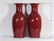 Pair Red Glazed Vases Qing Dynasty