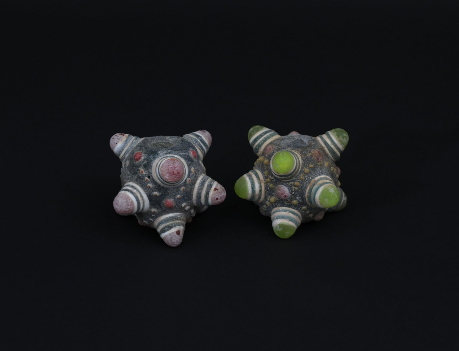 Pair Glass Beads Han Dynasty: W:5.7cm