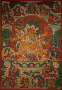 Pupa Kong Thangka of qing Dynasty: H:in(93.5cm) L:in(cm) W:in(65cm) wt:300g