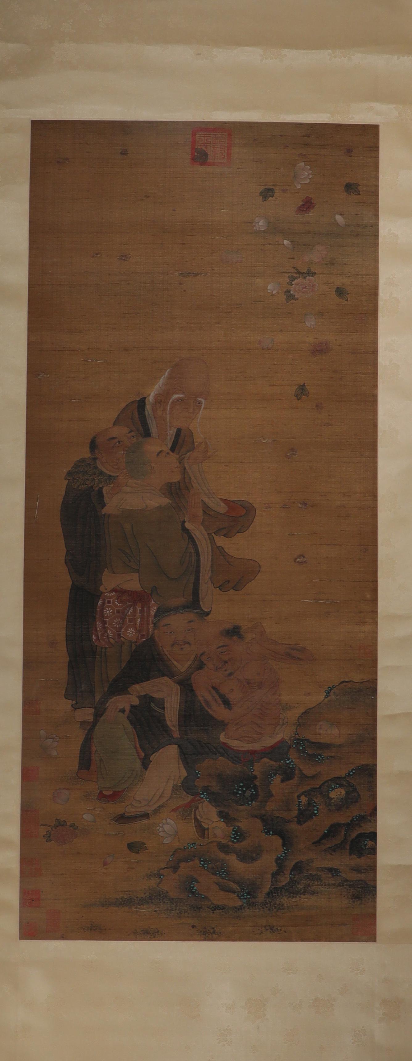 Wu Bin arhat silk scroll of Ming Dynasty (1 of 6)