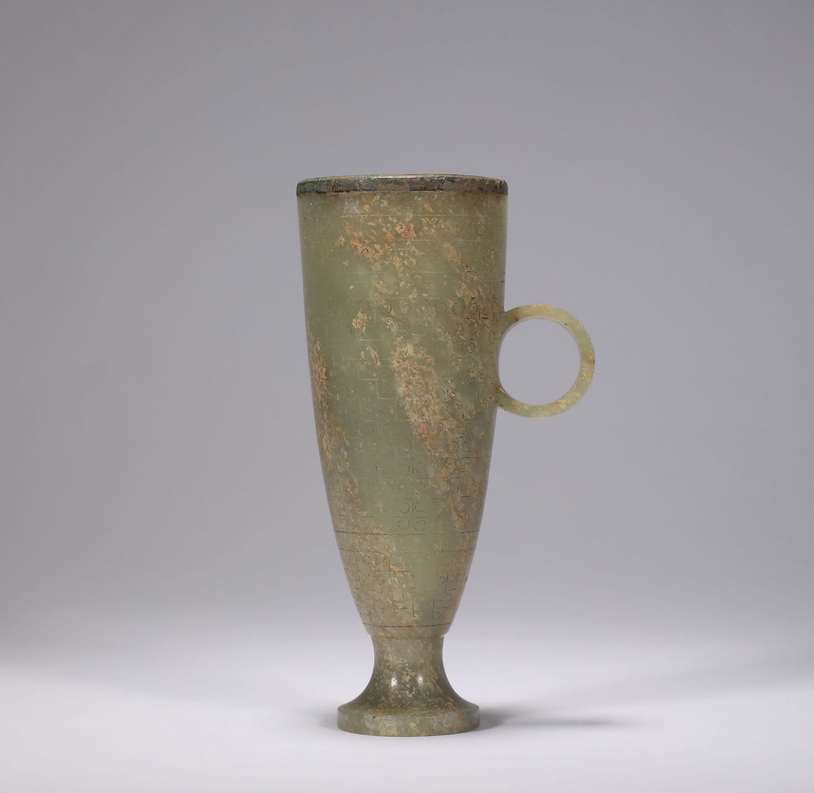 Ancient Chinese Hetian jade tall foot cup (1 of 7)