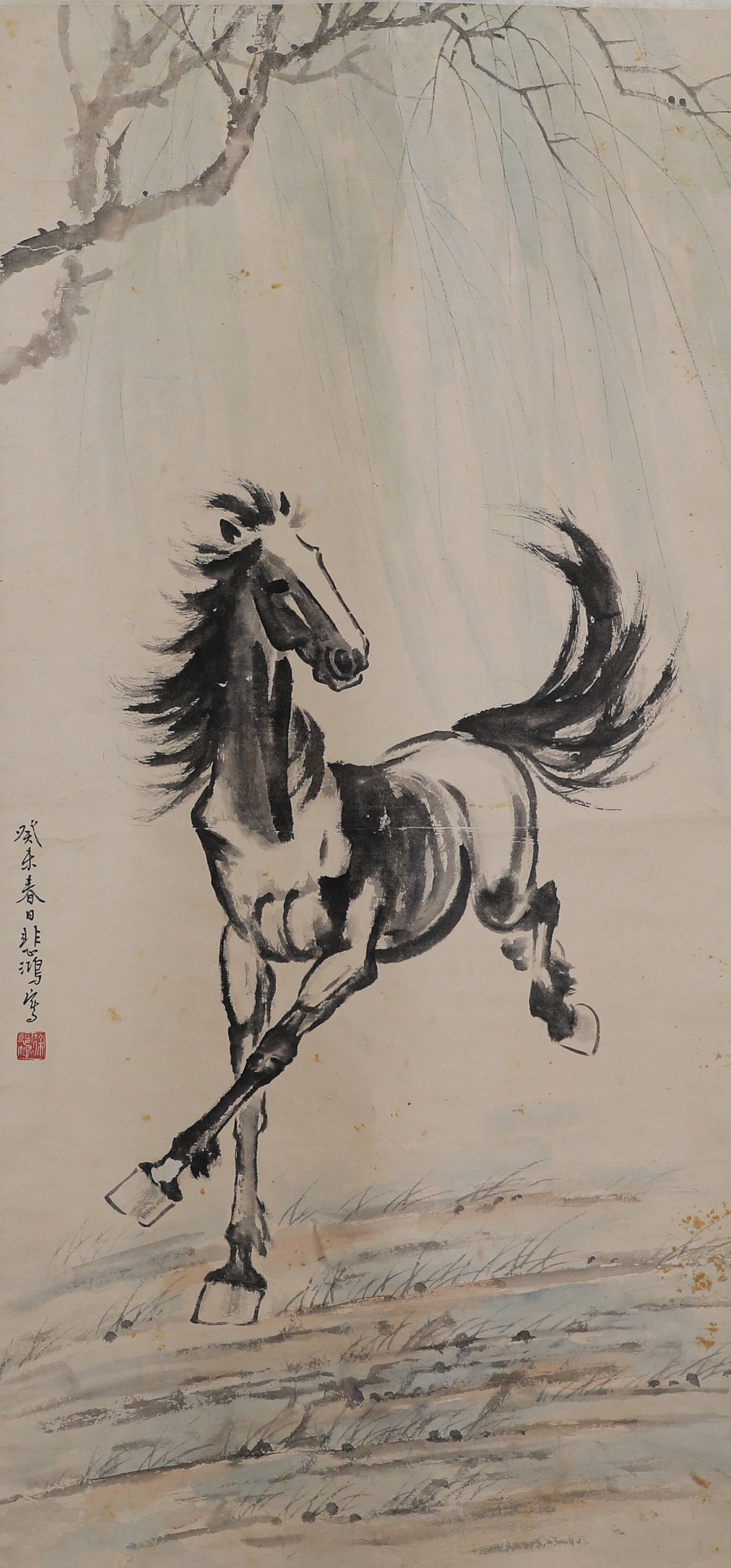 Xu Beihong horse fine works: High:134cm,Wide:66cm,