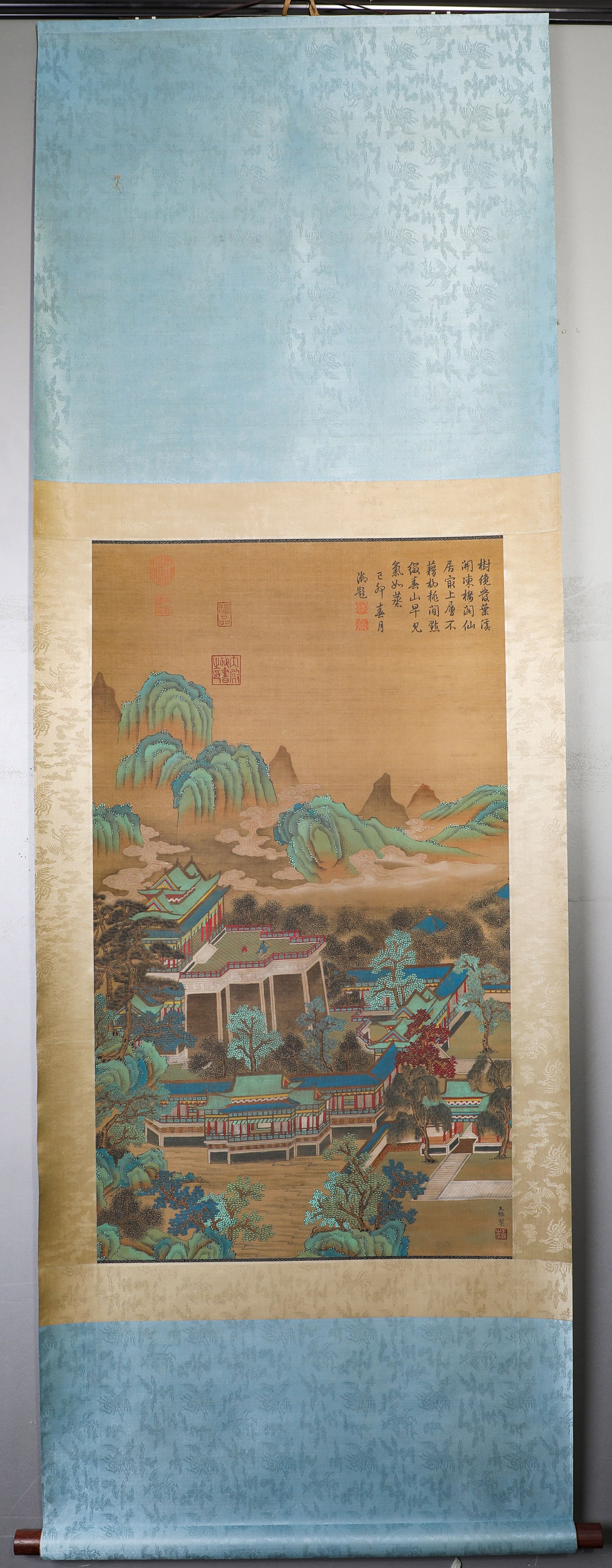 Chinese painting landscape vertical axis, Wang Wei's mark, Tang Dynasty (1 of 8)