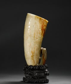Han Dynasty Hetian jade horn cup