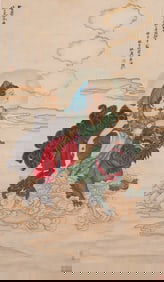 Zhang Daqian draws a Bodhisattva statue on the vertical axis