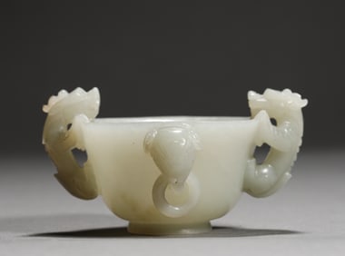 Ming Dynasty Hetian jade red dragon brush wash