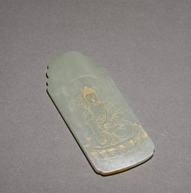 Qing Dynasty Hetian jade Guanyin plate