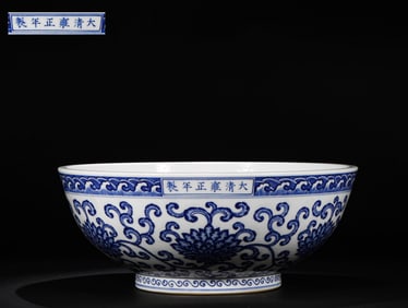 Yongzheng blue and white bowl in Qing Dynasty