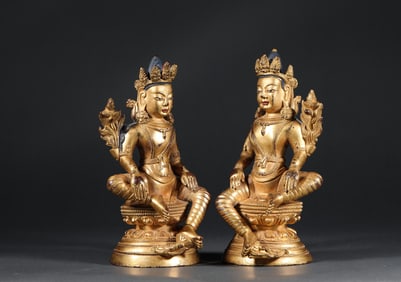 Ming Dynasty copper gold Buddha pair