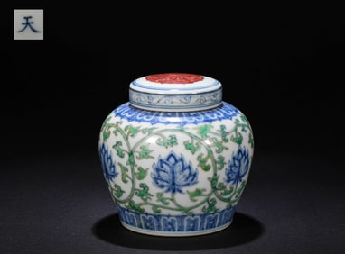 Ming Dynasty bucket color sky character pot