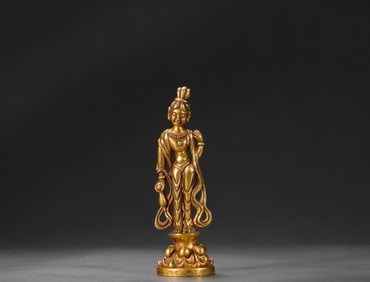 Tang Dynasty silver gilt Guanyin image