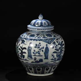 Yuan blue and white figure jar
