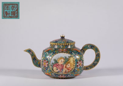 Qianlong bronze and enamel pot of Qing Dynasty