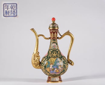 Qianlong bronze and enamel pot of Qing Dynasty