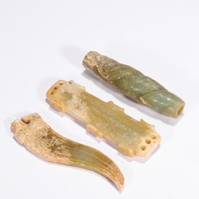 Three pieces of Hetian jade before Ming Dynasty