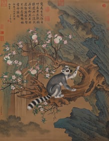 Qing Dynasty Lang Shining palace painting treasures vertical axis