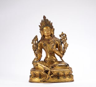 Bronze gilt Guanyin statue of Ming Dynasty