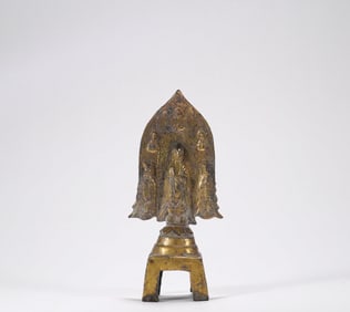 5th century bronze gilt bench Buddha