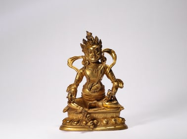 Qing Dynasty bronze gilt Buddha statues of the God of wealth