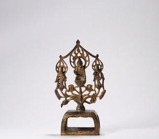 5th century bronze gilt bench Buddha