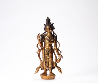 Bronze gilt Guanyin figures of the 9th century