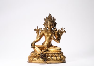 Bronze gold Buddha statue of Ming Dynasty