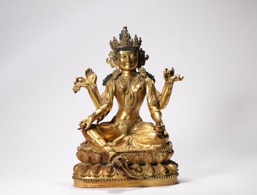 Bronze gold Buddha statue of Ming Dynasty