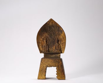 5th century bronze gilt bench Buddha