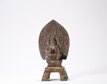5th century bronze gilt bench Buddha