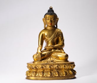 Bronze gold Buddha statue of Qing Dynasty