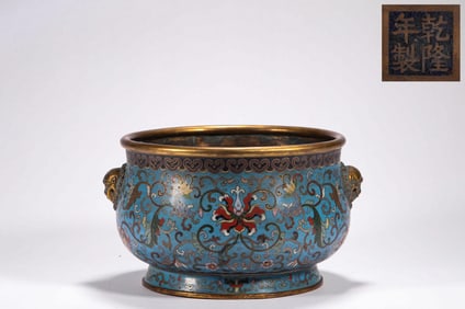 Qing Dynasty Qianlong cloisonne incense burner