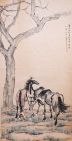 Xu Beihong fine horse vertical shaft