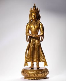 Bronze gilt Guanyin statue of Ming Dynasty