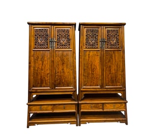 Ming Dynasty Huanghuali bookcase pair