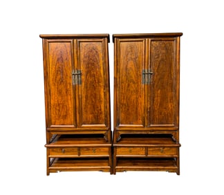 Ming Dynasty Huanghuali bookcase pair