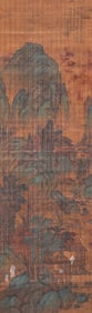 Qing Dynasty Wang Yangdu landscape boutique vertical axis