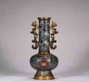 Qing Dynasty copper cloisonne vase
