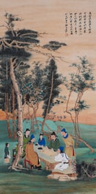 Zhang Daqian landscape figure painting fine vertical axis