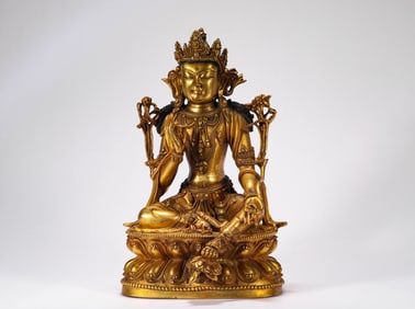 Bronze gilt Guanyin statue of Ming Dynasty